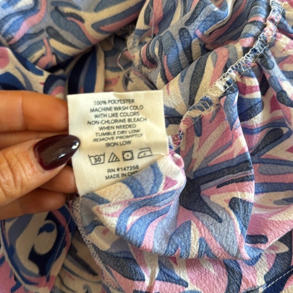 Simply Southern | Gather Blouse | Blue/Purple/Pink | Bell Sleeves | Tiered | S - Picture 6 of 7